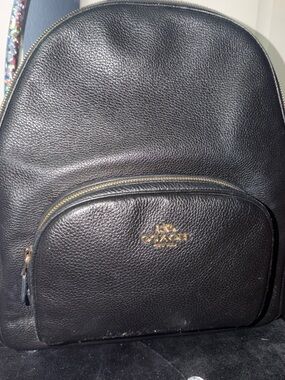 Coach Black Pebbled Leather Backpack with Gold Hardware